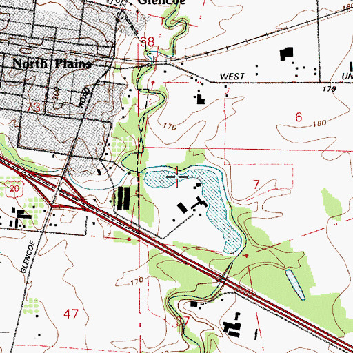 Topographic Map of Sunset Log Pond, OR