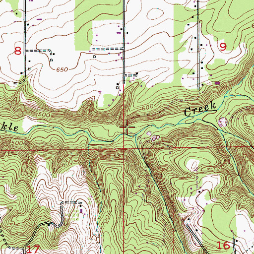 Topographic Map of South Fork Tickle Creek, OR