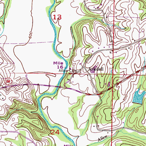 Topographic Map of Allen Cemetery, AL