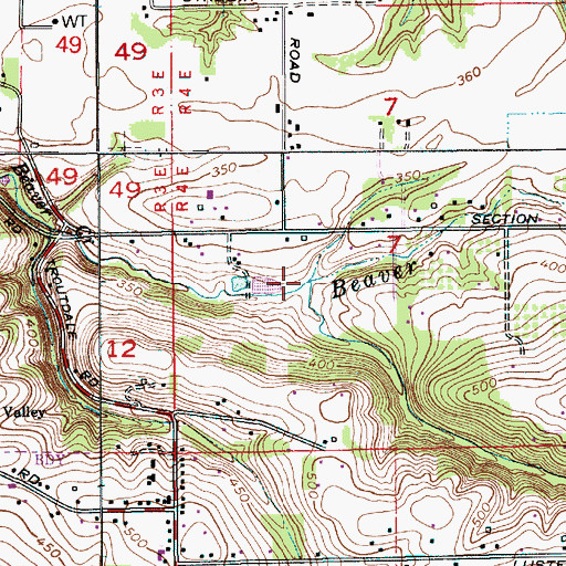 Topographic Map of South Fork Beaver Creek, OR