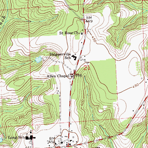 Topographic Map of Allen Chapel, AL