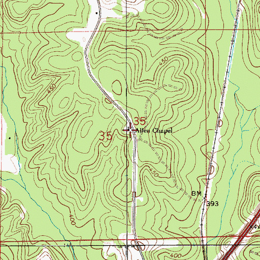 Topographic Map of Allen Chapel, AL