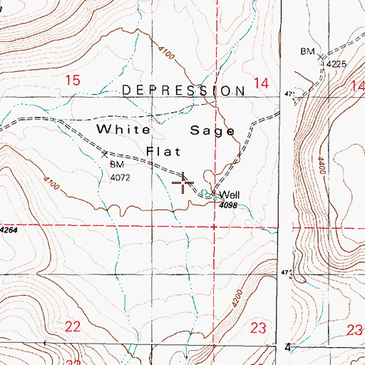Topographic Map of White Sage Well, OR