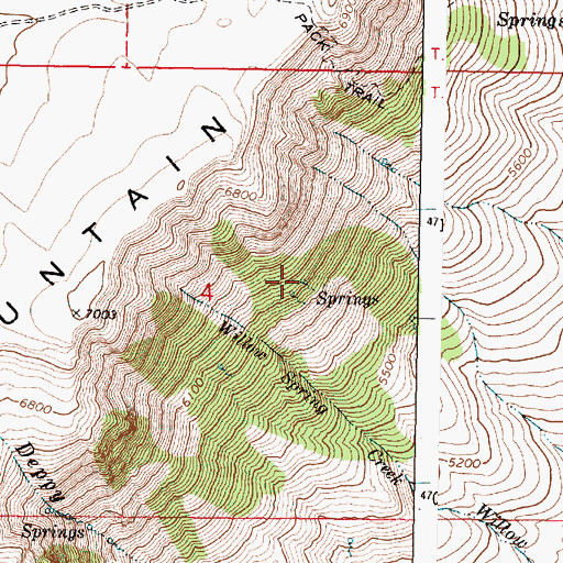 Topographic Map of Willow Spring, OR