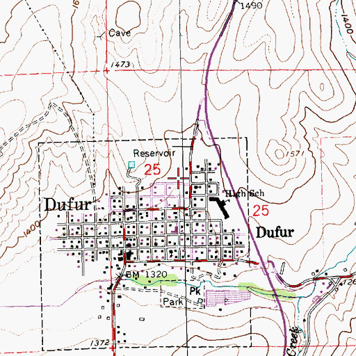 Topographic Map of Dufur Ranger Station, OR