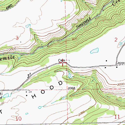 Topographic Map of Obrist Cemetery, OR