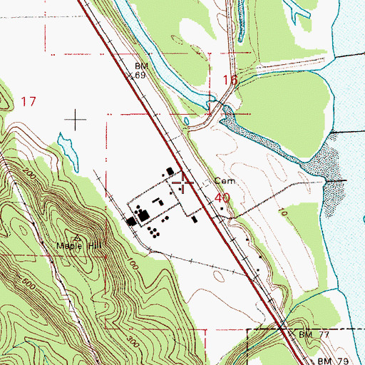 Topographic Map of Kinder Cemetery, OR