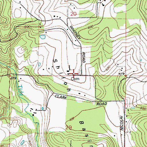 Topographic Map of Goble Cemetery, OR