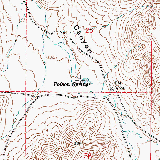 Topographic Map of Poison Spring Reservoir, OR