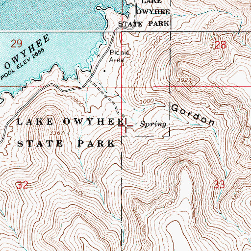 Topographic Map of Cabin Springs, OR