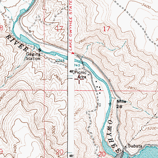 Topographic Map of Owyhee Dam Park, OR