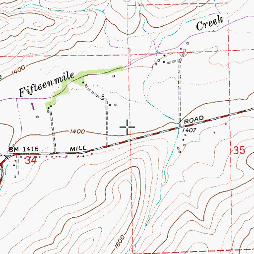 Topographic Map of Dufur Ditch, OR