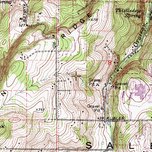 Topographic Map of Higgins Creek, OR
