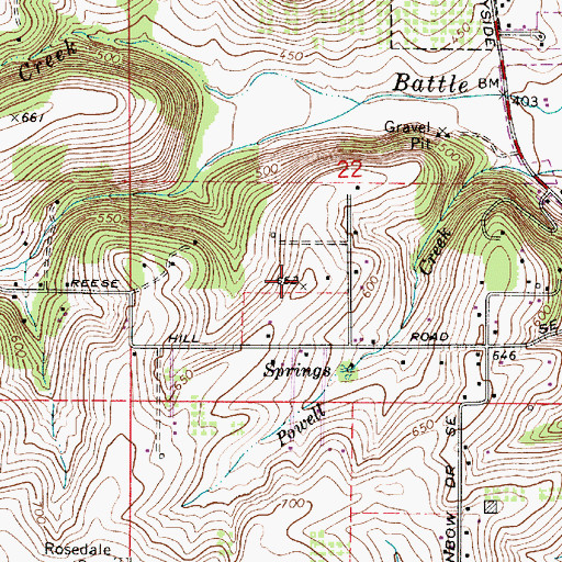 Topographic Map of Reese Hill, OR