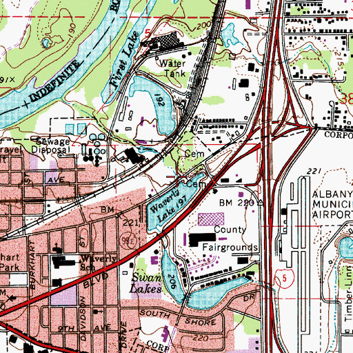 Topographic Map of Houston Cemetery, OR