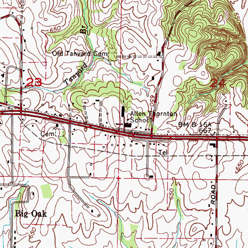 Topographic Map of Allen Thornton School, AL