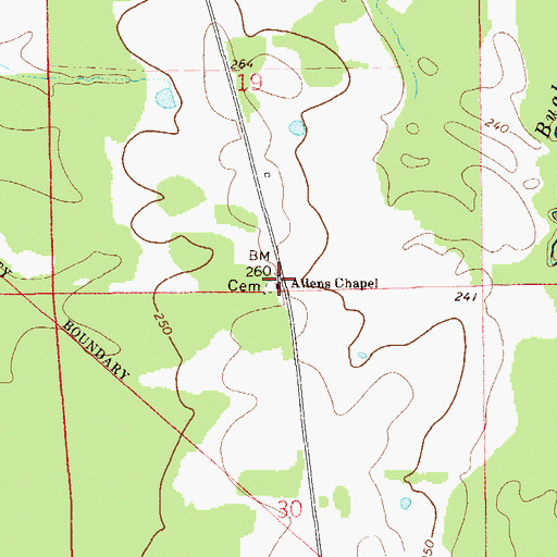 Topographic Map of Allens Chapel, AL