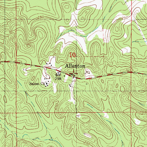 Topographic Map of Allenton, AL