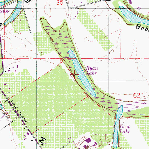 Topographic Map of Ryan Lake, OR