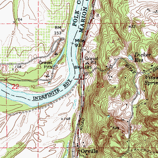 Topographic Map of East Independence (historical), OR