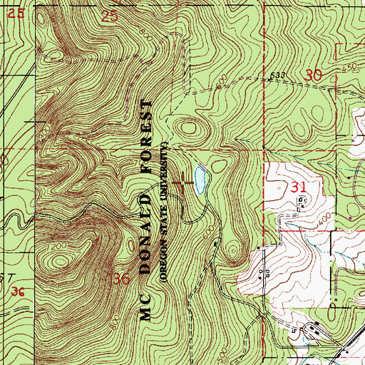 Topographic Map of Calloway Reservoir, OR