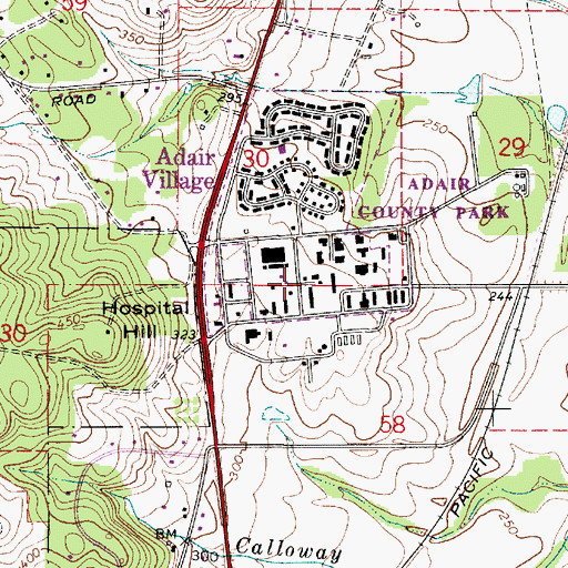 Topographic Map of Adair Village, OR