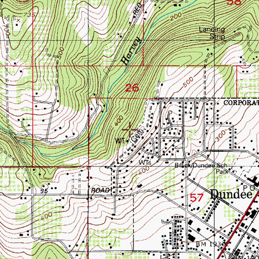 Topographic Map of Dundee Pioneer Cemetery, OR