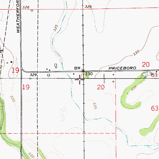 Topographic Map of Priceboro (historical), OR