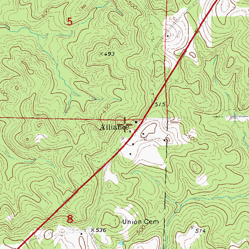 Topographic Map of Alliance, AL