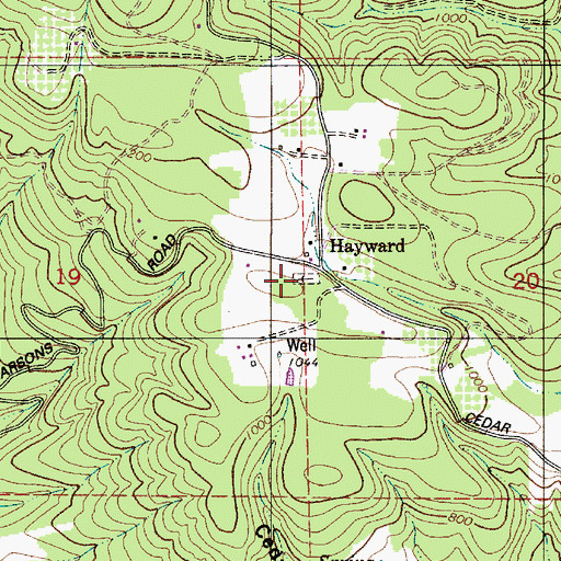 Topographic Map of Hayward Cemetery, OR