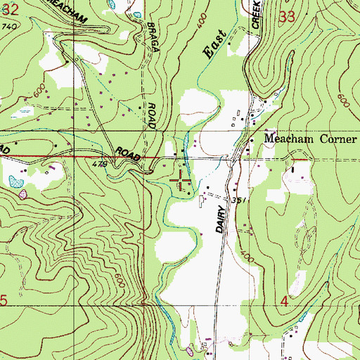 Topographic Map of Meadow Brook, OR