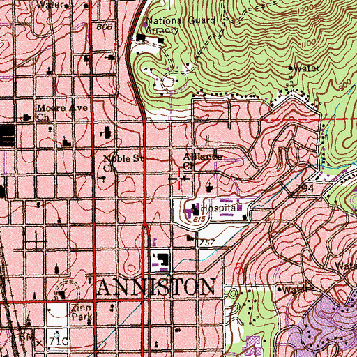 Topographic Map of Alliance Church, AL
