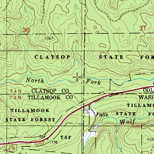 Topographic Map of Coal Creek, OR