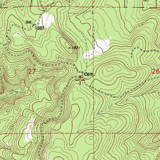 Topographic Map of Wilark Pioneer Cemetery, OR