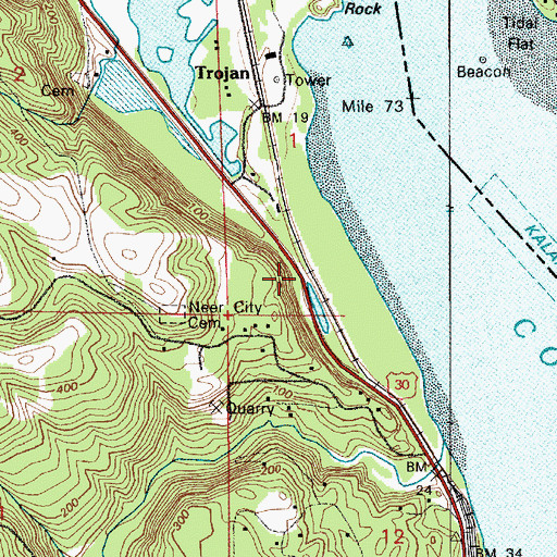 Topographic Map of Neer City (historical), OR