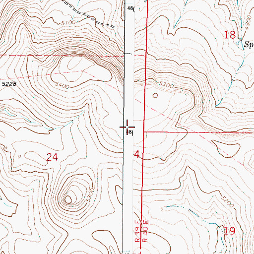 Topographic Map of Baker Creek, OR