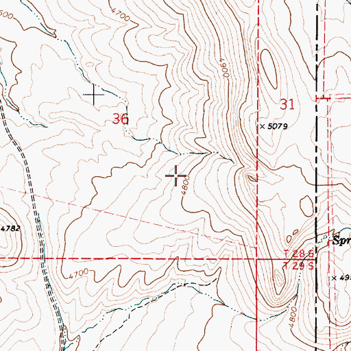 Topographic Map of Bennett Spring, OR