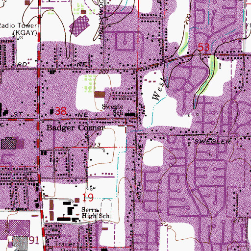 Topographic Map of Swegle, OR