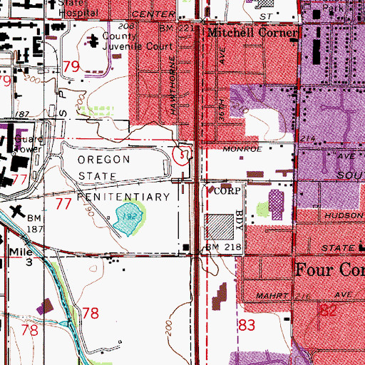 Topographic Map of Gesner (historical), OR