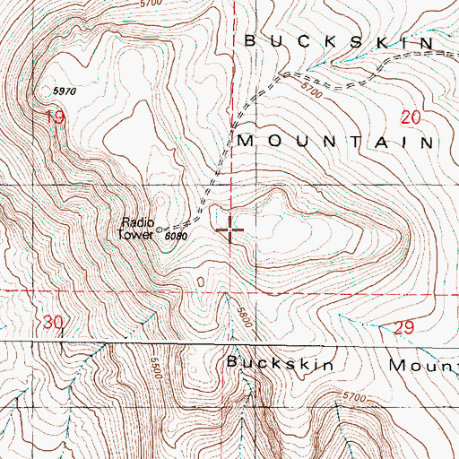 Topographic Map of Buckskin Mountain, OR