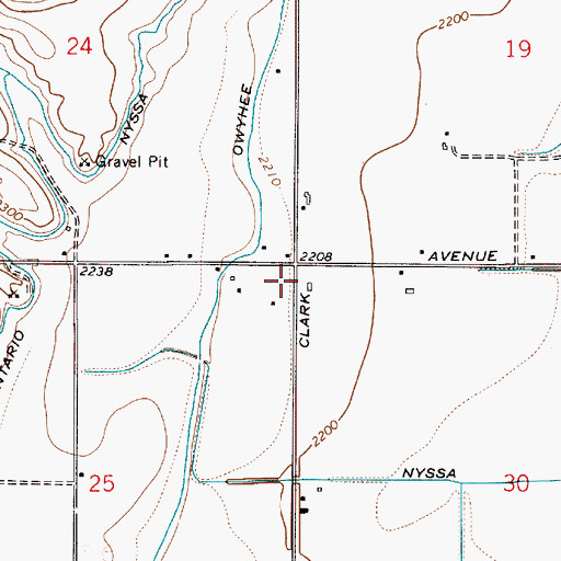 Topographic Map of Nyssa Heights, OR