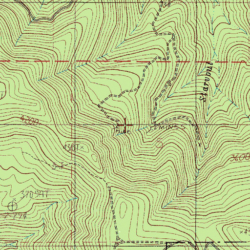 Topographic Map of Starvout Creek Mines, OR