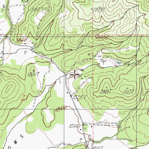 Topographic Map of Rexrood Springs, OR
