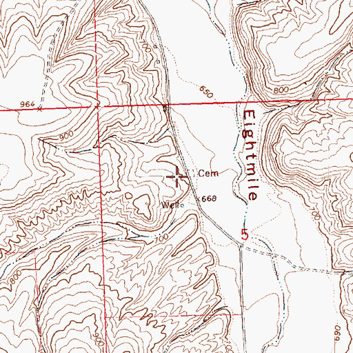 Topographic Map of Eightmile Cemetery, OR