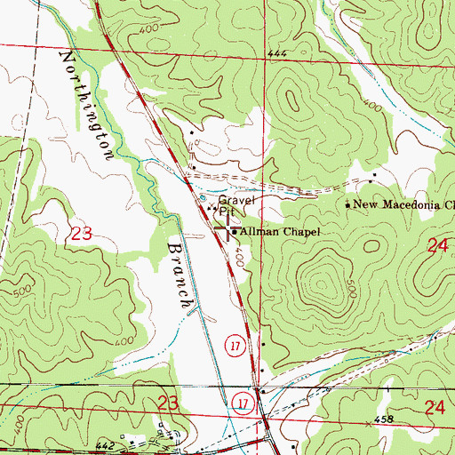 Topographic Map of Allman Chapel, AL