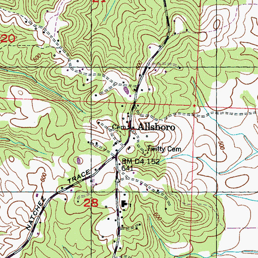 Topographic Map of Allsboro, AL