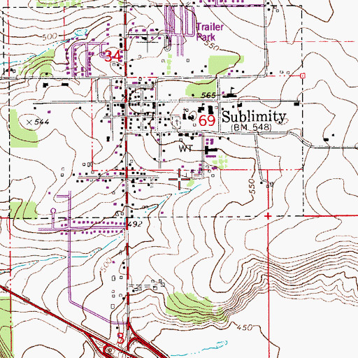 Topographic Map of Mater Dolorosa Cemetery, OR