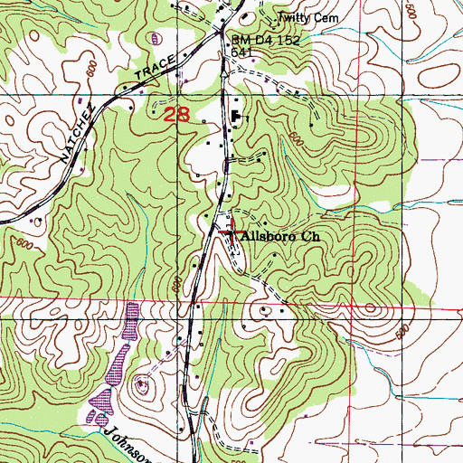Topographic Map of Allsboro Church, AL