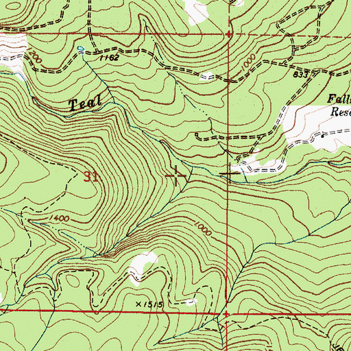 Topographic Map of Glaze Creek, OR