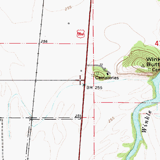 Topographic Map of Irwin Cemetery, OR